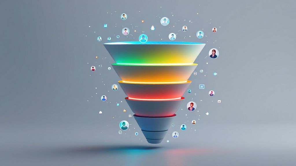 Overview of how customers move through different stages of the buying journey in ecommerce