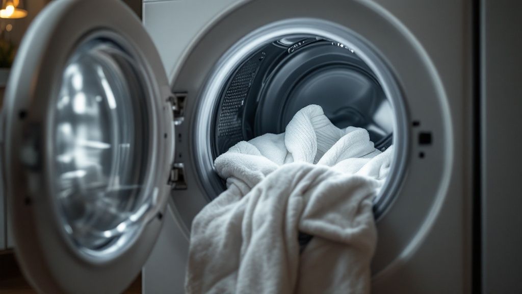 Clean folded bathrobes.