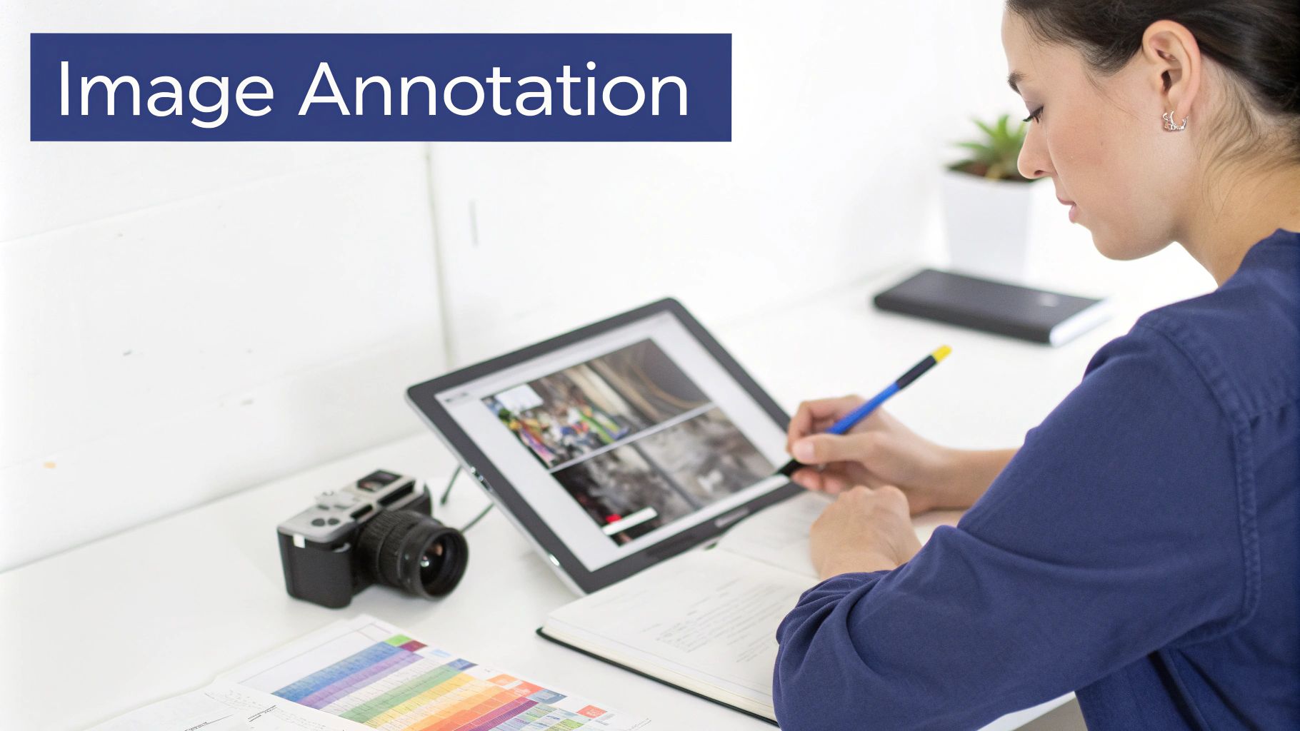 Image of a person annotating a digital image